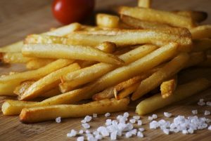 French fries and salt